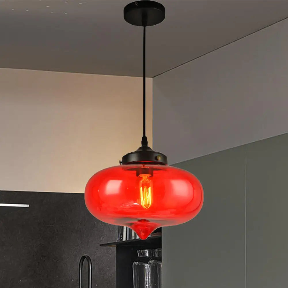 Modern Onion Pendant Light – Gray/Red/Yellow Glass – Ceiling Fixture for Restaurants