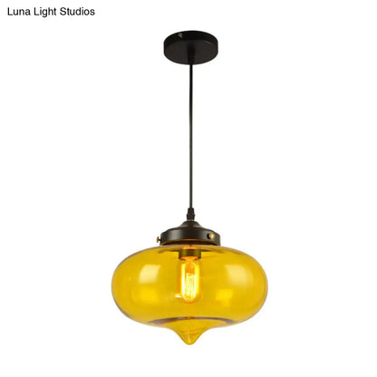 Modern Onion Pendant Light – Gray/Red/Yellow Glass – Ceiling Fixture for Restaurants