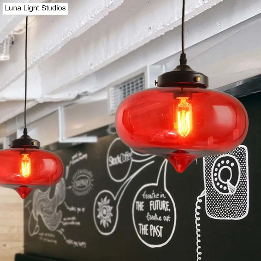 Modern Onion Pendant Light – Gray/Red/Yellow Glass – Ceiling Fixture for Restaurants