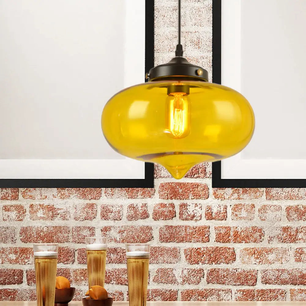 Modern Onion Pendant Light – Gray/Red/Yellow Glass – Ceiling Fixture for Restaurants