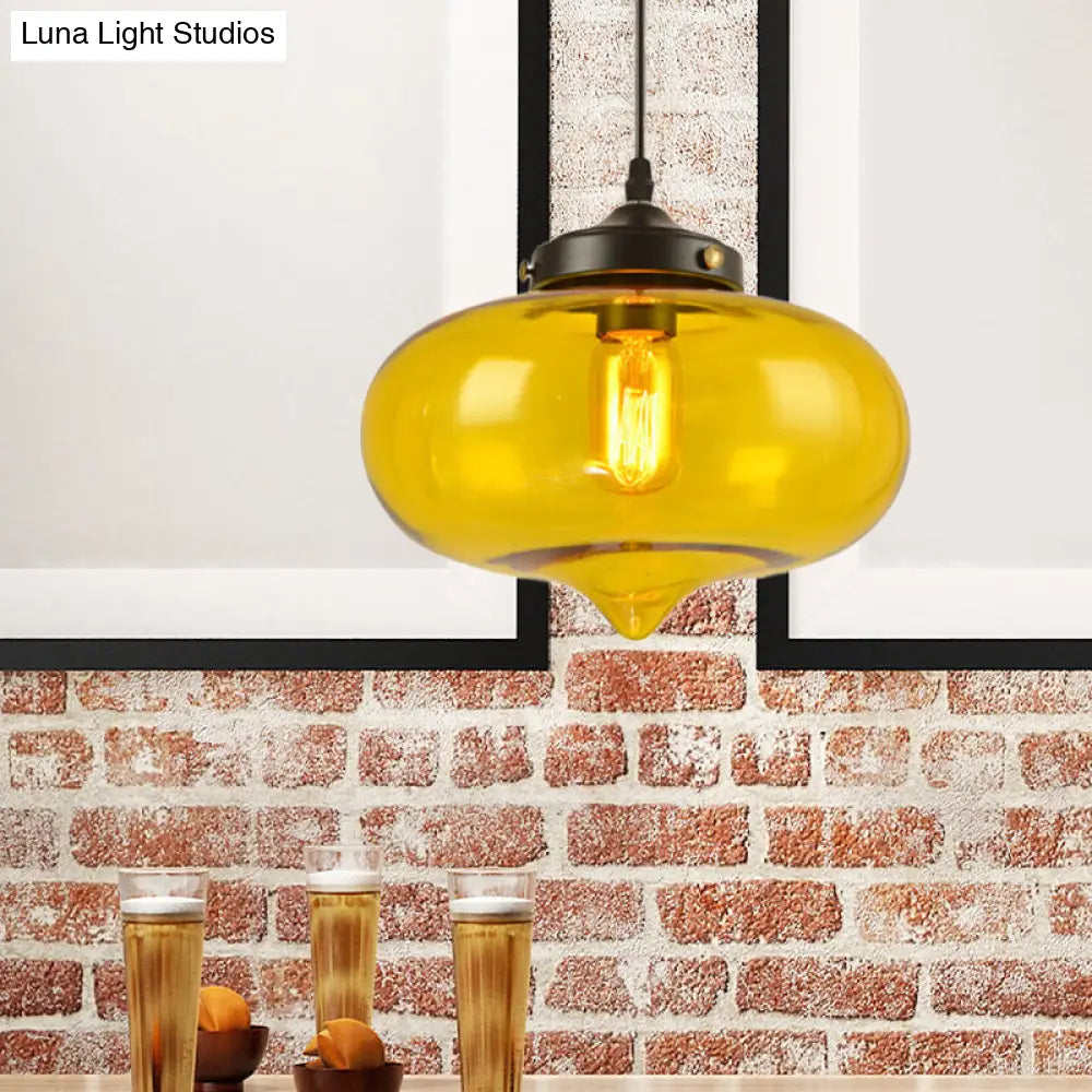 Modern Onion Pendant Light – Gray/Red/Yellow Glass – Ceiling Fixture for Restaurants