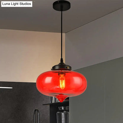 Modern Onion Pendant Light – Gray/Red/Yellow Glass – Ceiling Fixture for Restaurants