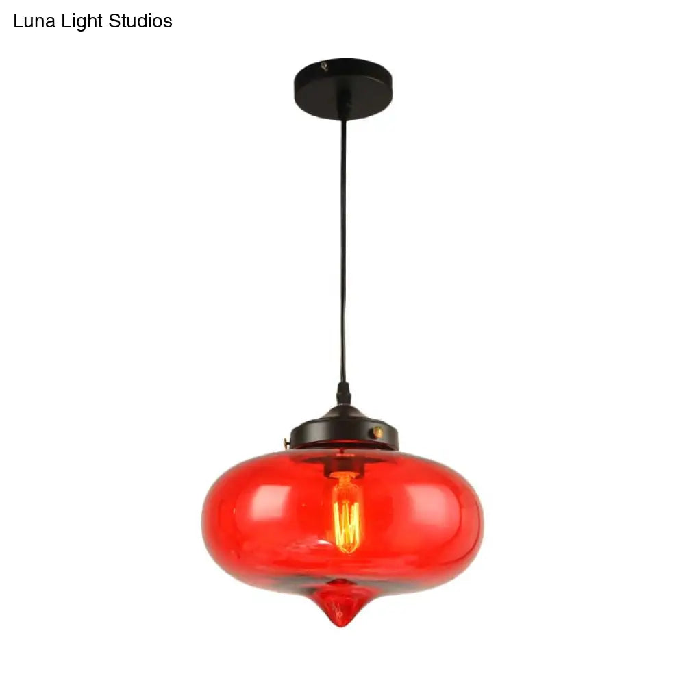 Modern Onion Pendant Light – Gray/Red/Yellow Glass – Ceiling Fixture for Restaurants