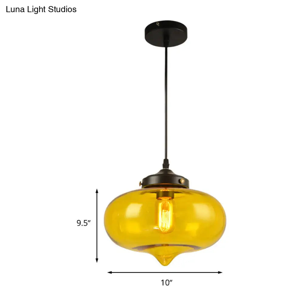 Modern Onion Pendant Light – Gray/Red/Yellow Glass – Ceiling Fixture for Restaurants