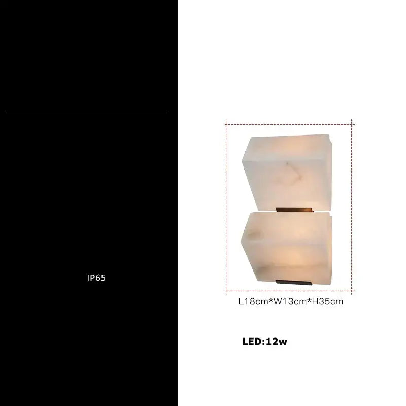 Modern double-tiered geometric led outdoor wall sconce with frosted marble-like shades and brass accents for backyard decorbites geometric led