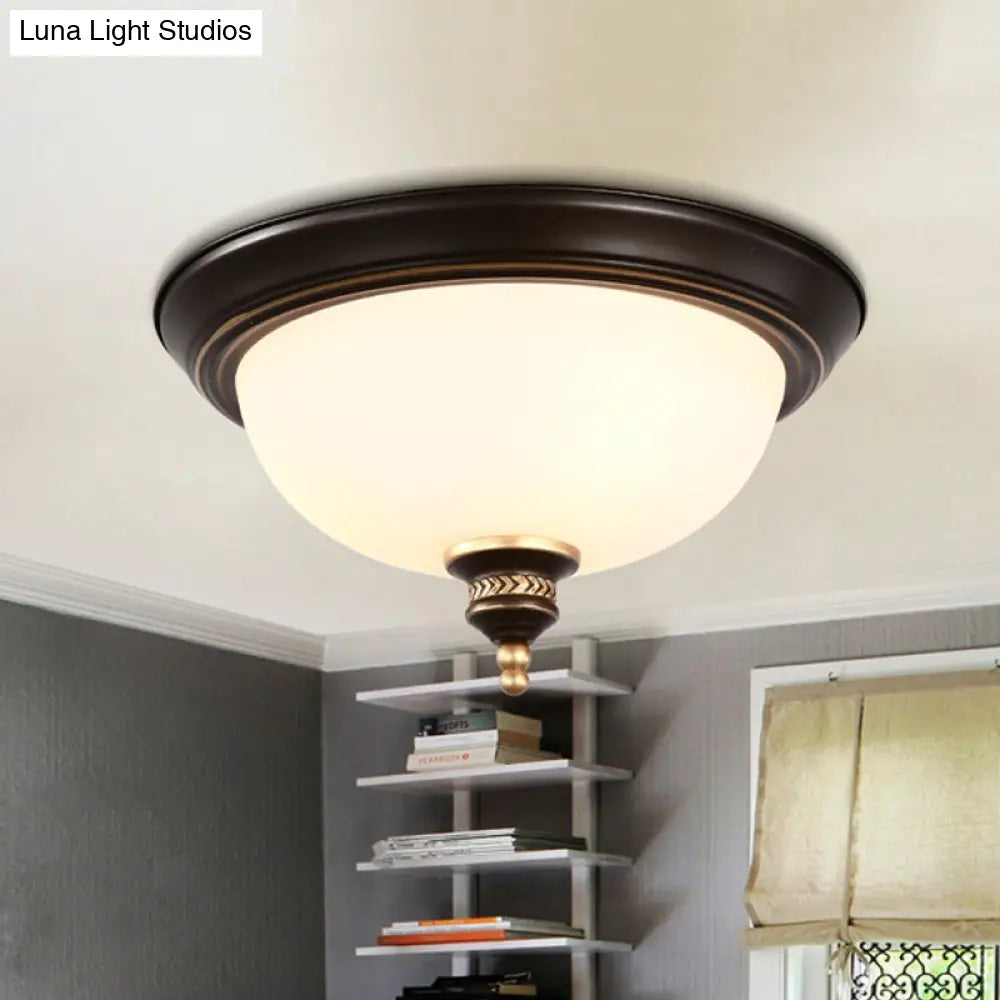 DecorBites™ DecorBites™ Modern Opal Glass 3-Bulb Black Flush Mount Ceiling Light Fixture for Bedroom