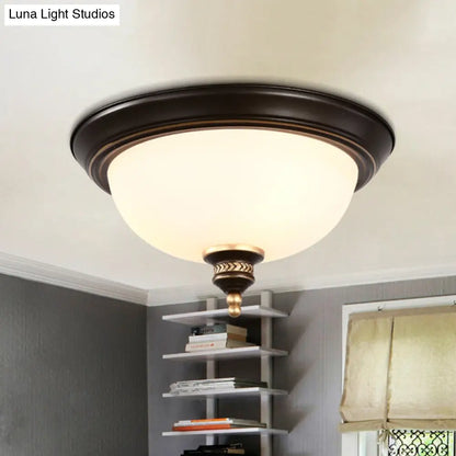 DecorBites™ DecorBites™ Modern Opal Glass 3-Bulb Black Flush Mount Ceiling Light Fixture for Bedroom