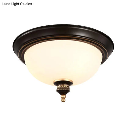 DecorBites™ DecorBites™ Modern Opal Glass 3-Bulb Black Flush Mount Ceiling Light Fixture for Bedroom