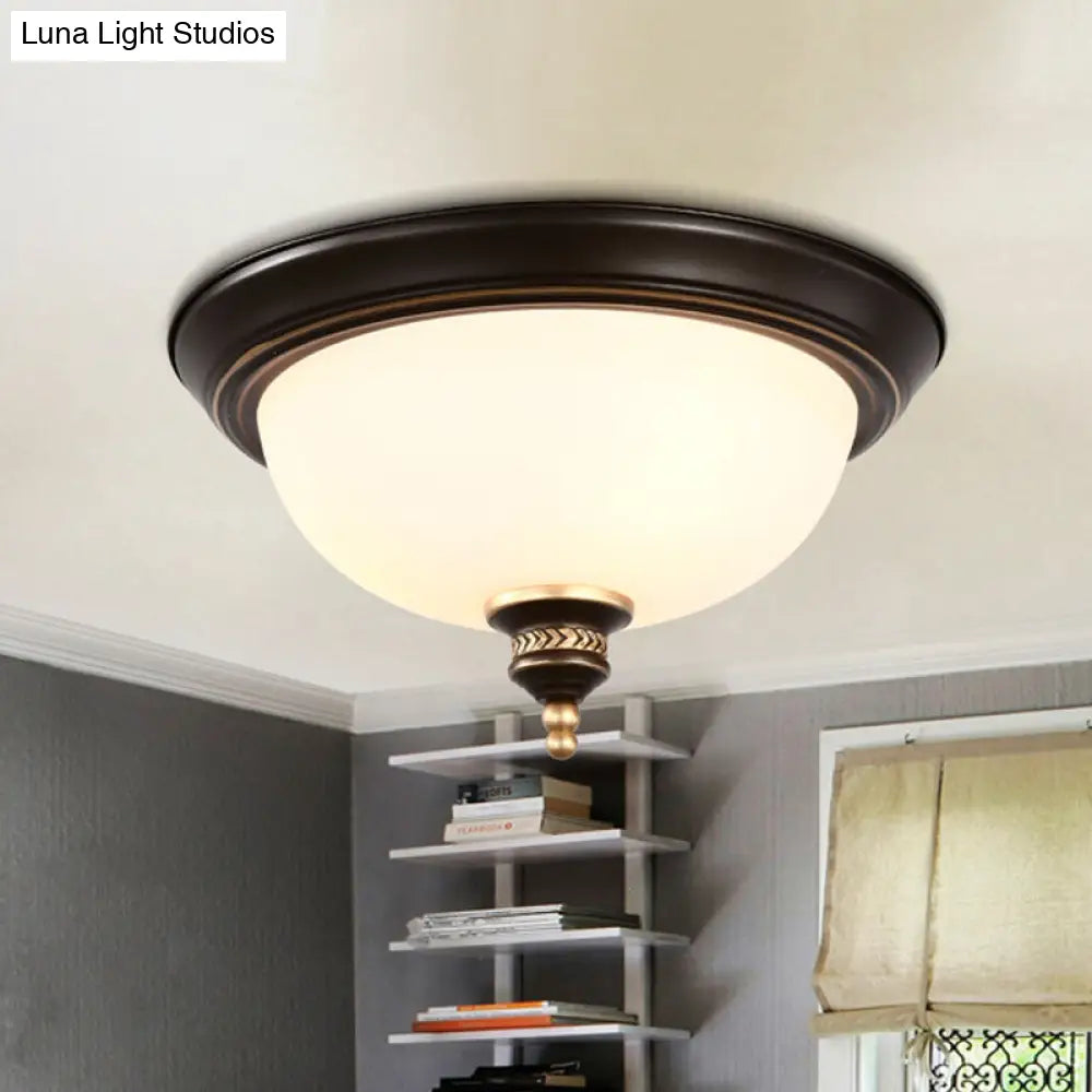 DecorBites™ DecorBites™ Modern Opal Glass 3-Bulb Black Flush Mount Ceiling Light Fixture for Bedroom