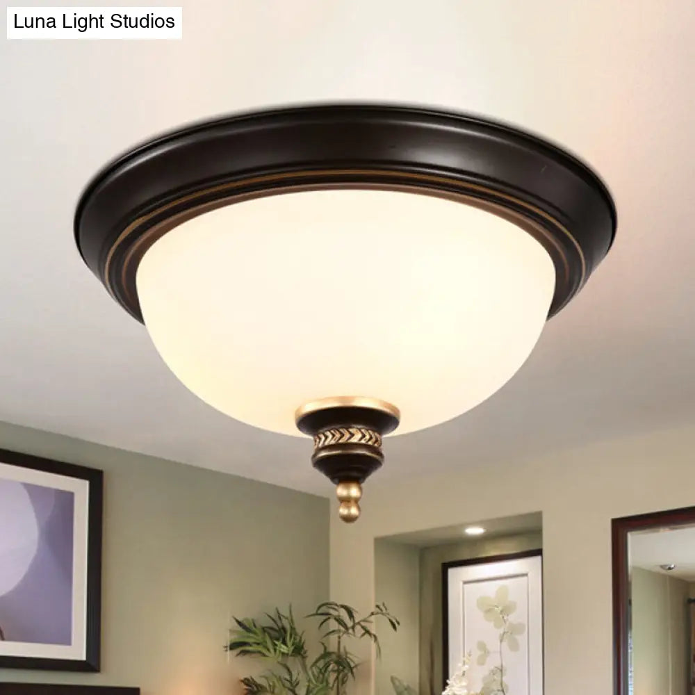 DecorBites™ DecorBites™ Modern Opal Glass 3-Bulb Black Flush Mount Ceiling Light Fixture for Bedroom