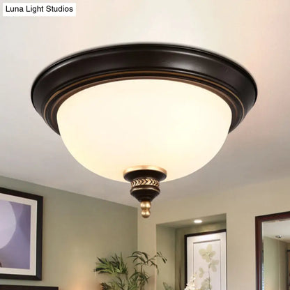 DecorBites™ DecorBites™ Modern Opal Glass 3-Bulb Black Flush Mount Ceiling Light Fixture for Bedroom