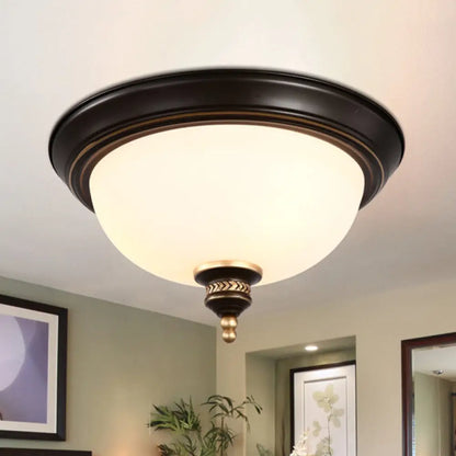 DecorBites™ DecorBites™ Modern Opal Glass 3-Bulb Black Flush Mount Ceiling Light Fixture for Bedroom