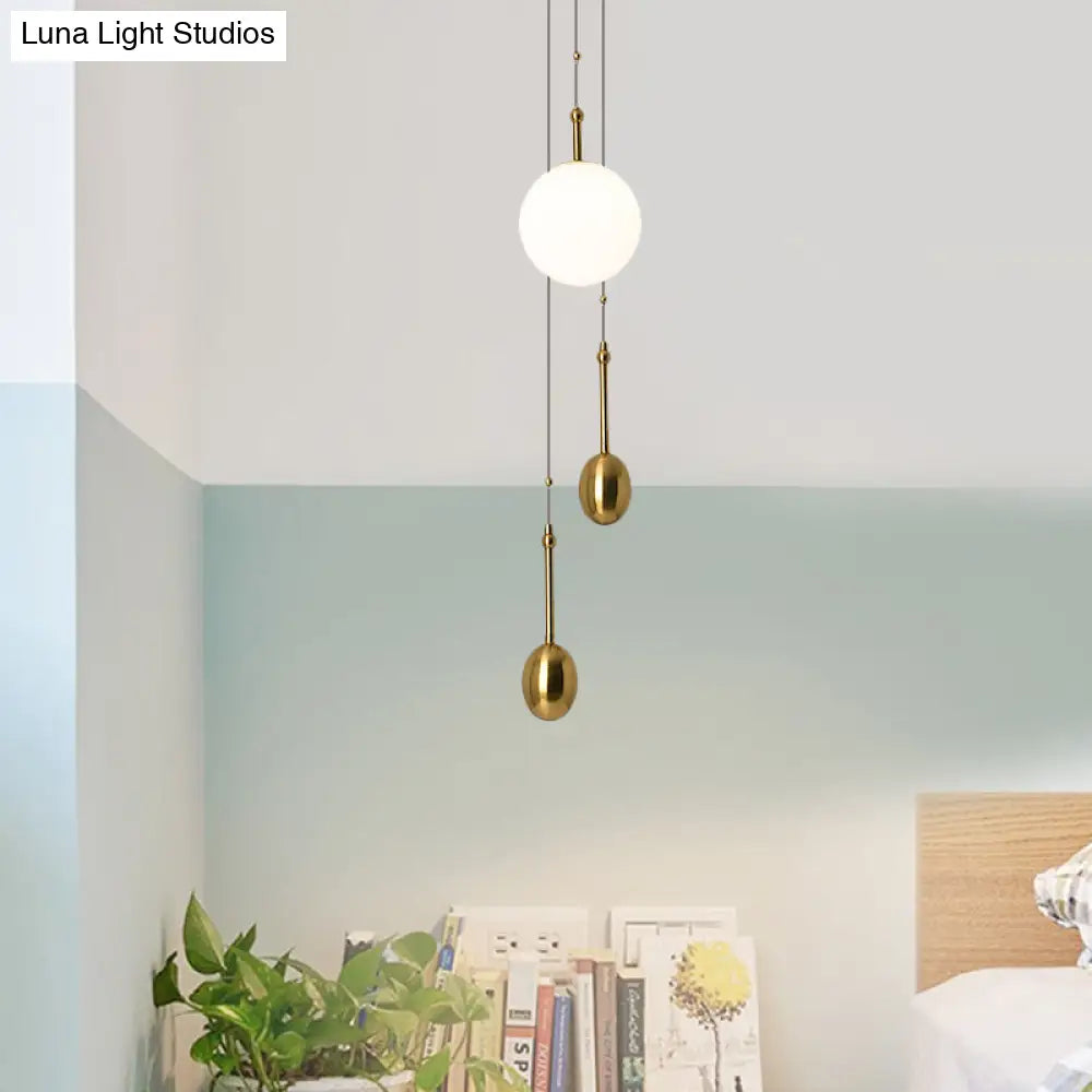 Modern Opal Glass Ball Pendant Light with Gold Modo Deco - Bedside/Ceiling Lamp