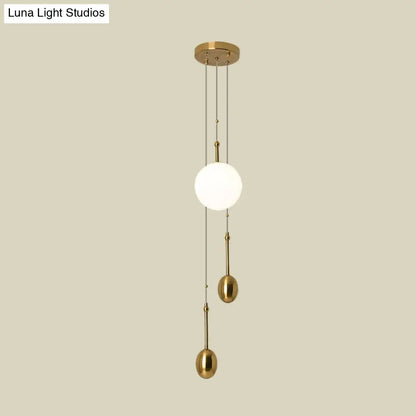 Modern Opal Glass Ball Pendant Light with Gold Modo Deco - Bedside/Ceiling Lamp