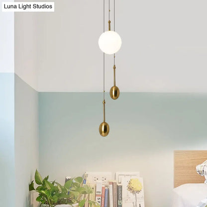 Modern Opal Glass Ball Pendant Light with Gold Modo Deco - Bedside/Ceiling Lamp