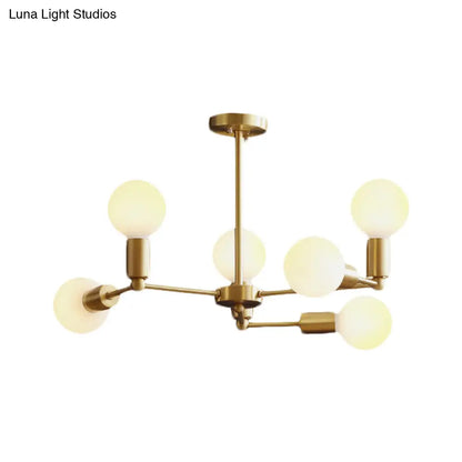 Lámpara de araña moderna de cristal opalino con brazo de latón - 6/9/12 luces - Lámpara colgante para dormitorio