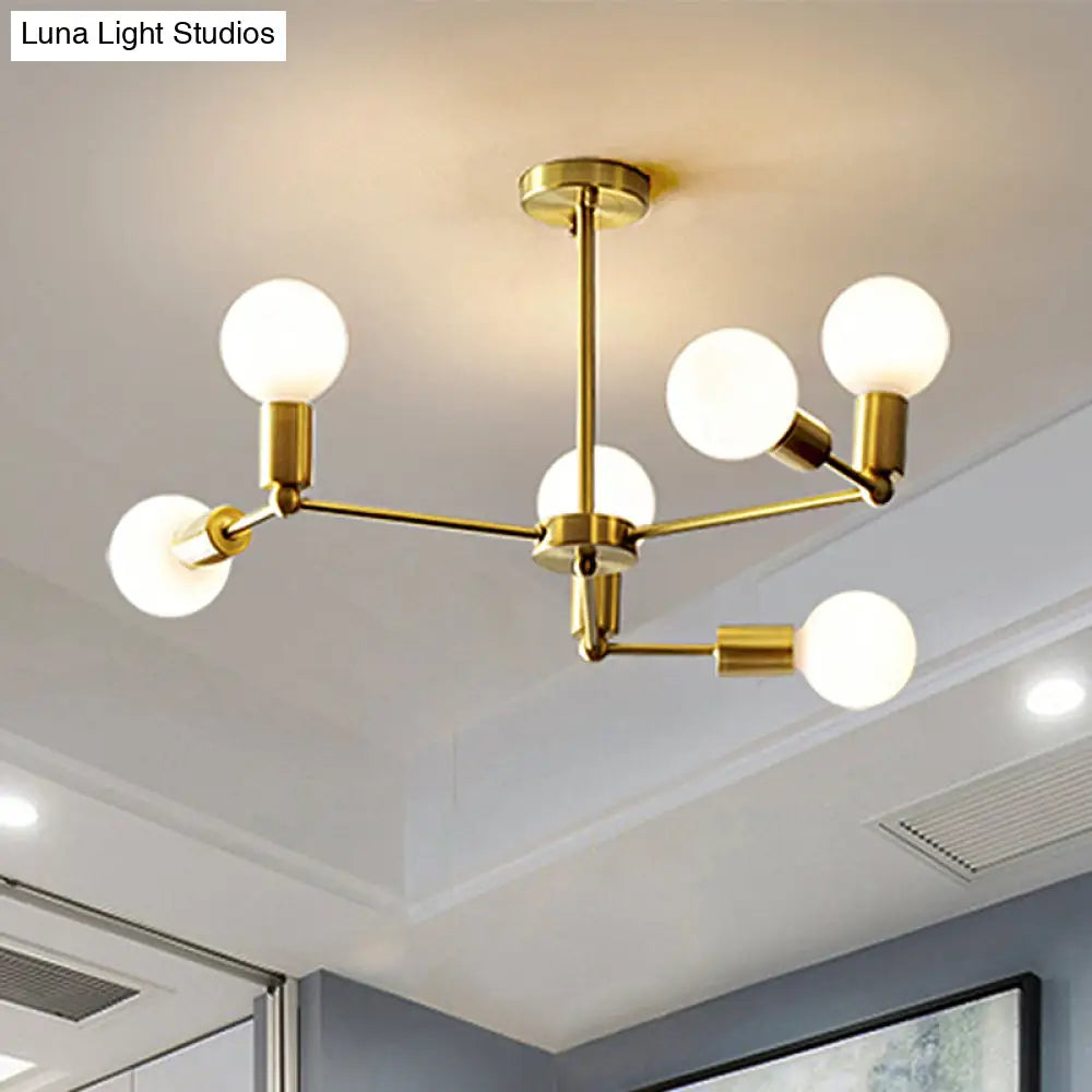 Lámpara de araña moderna de cristal opalino con brazo de latón - 6/9/12 luces - Lámpara colgante para dormitorio