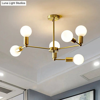 Lámpara de araña moderna de cristal opalino con brazo de latón - 6/9/12 luces - Lámpara colgante para dormitorio