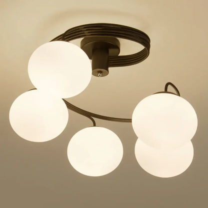 DecorBites™ DecorBites™ Modern Opal Glass Ceiling Mount Light Fixture for Bedroom - Ball Semi Flush Light Fixture