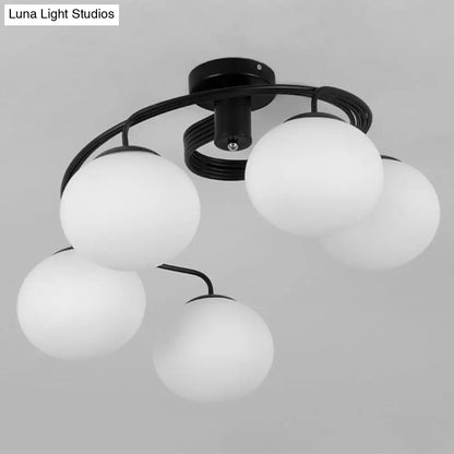 DecorBites™ DecorBites™ Modern Opal Glass Ceiling Mount Light Fixture for Bedroom - Ball Semi Flush Light Fixture