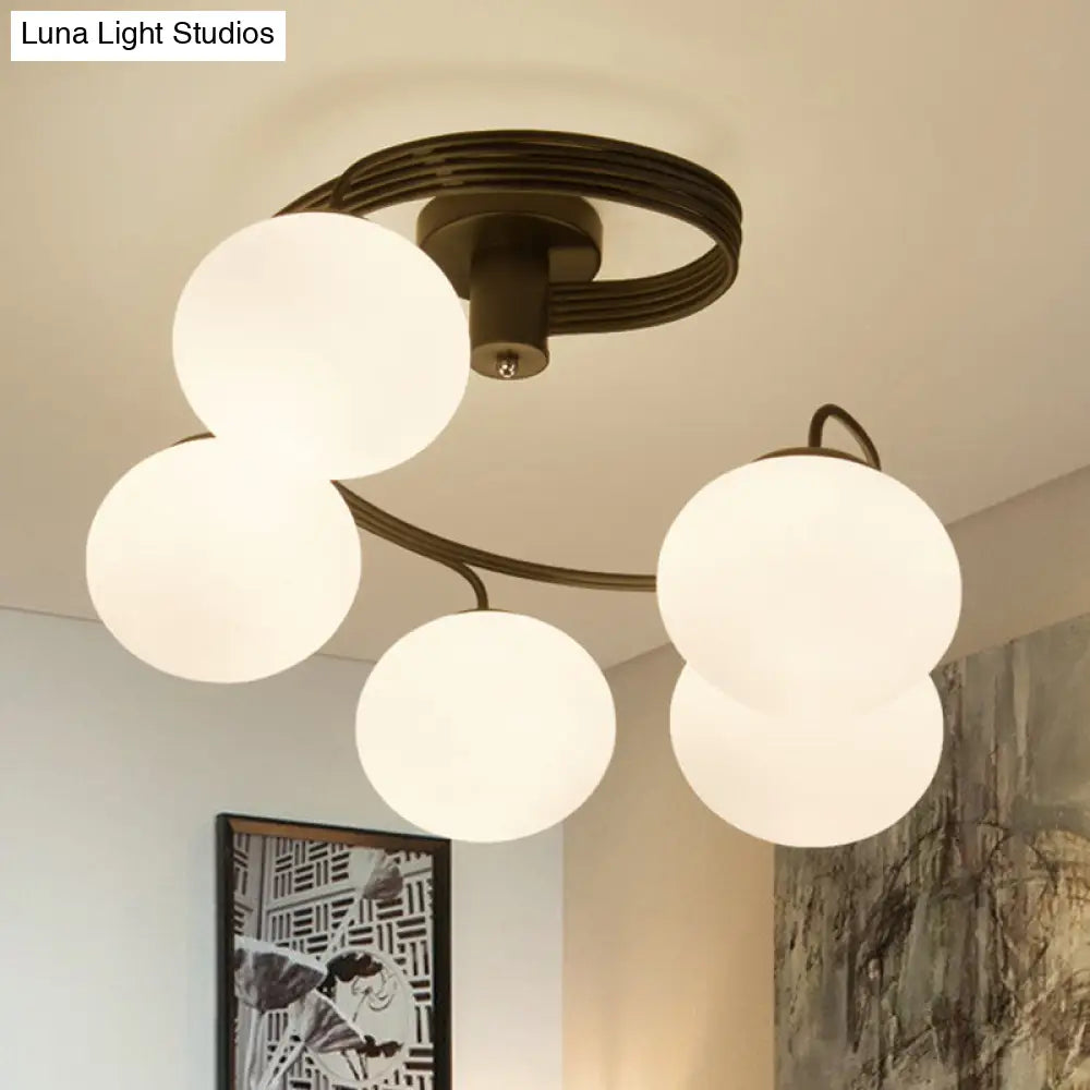 DecorBites™ DecorBites™ Modern Opal Glass Ceiling Mount Light Fixture for Bedroom - Ball Semi Flush Light Fixture