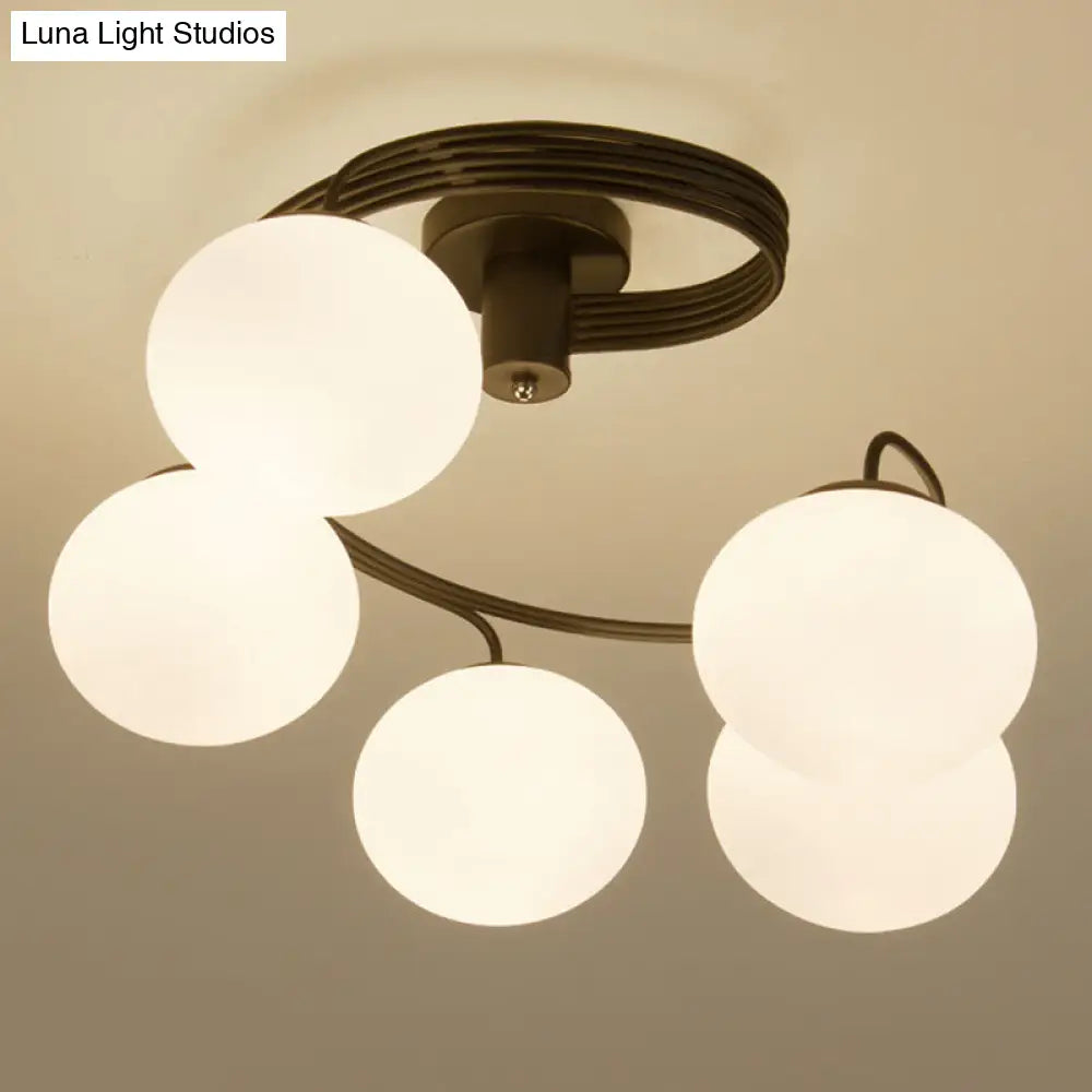 DecorBites™ DecorBites™ Modern Opal Glass Ceiling Mount Light Fixture for Bedroom - Ball Semi Flush Light Fixture