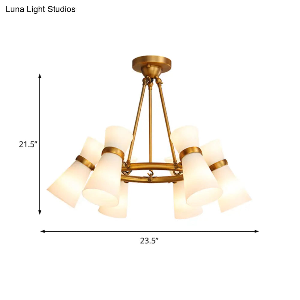ثريا ديكوربايتس™ العصرية من زجاج الأوبال - توهج واسع، 16 لمبة - وحدة إضاءة معلقة باللونين الأسود والذهبي