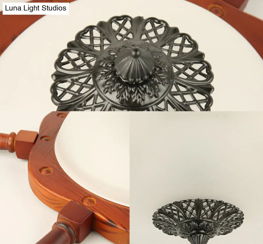 DecorBites™ DecorBites™ Modern Opal Glass Flush Mount Ceiling Light with LED, Brown Finish and Rudder Design - Perfect for Bedroom