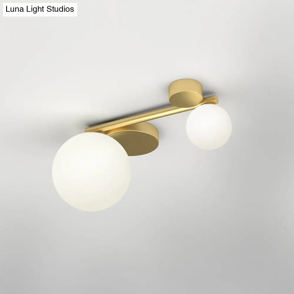DecorBites™ DecorBites™ Modern Opal Glass Plafond - Brass Finish, LED Lights, Flush Mount Ceiling Lamp