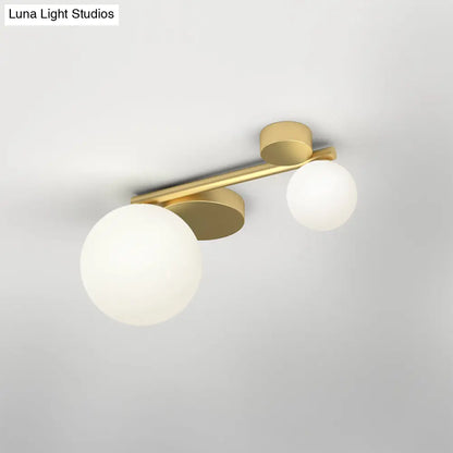 DecorBites™ DecorBites™ Modern Opal Glass Plafond - Brass Finish, LED Lights, Flush Mount Ceiling Lamp