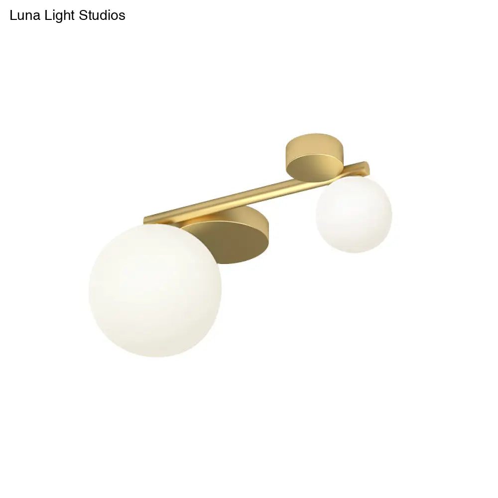 DecorBites™ DecorBites™ Modern Opal Glass Plafond - Brass Finish, LED Lights, Flush Mount Ceiling Lamp