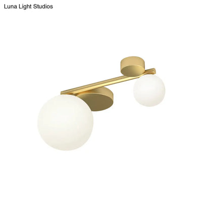 DecorBites™ DecorBites™ Modern Opal Glass Plafond - Brass Finish, LED Lights, Flush Mount Ceiling Lamp