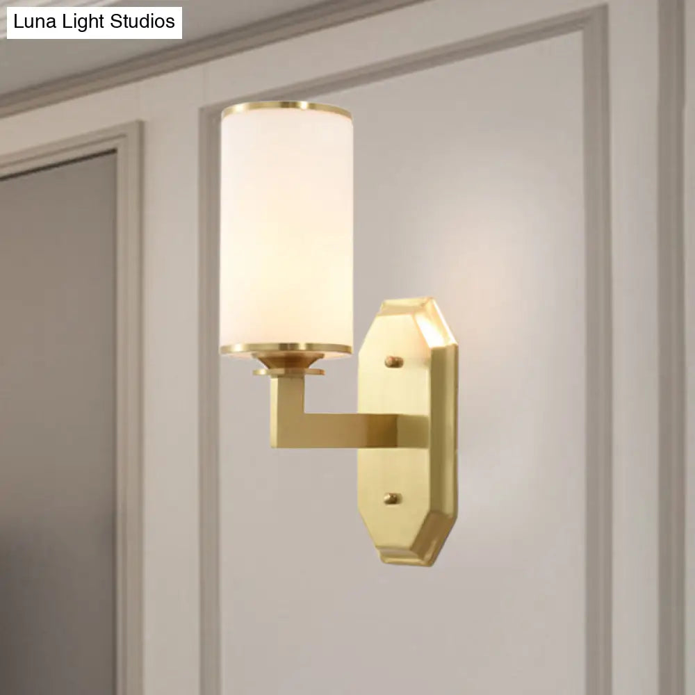 DecorBites™ DecorBites™ Modern Opal Glass Sconce Light - Gold Wall Lighting Fixture with Metal Arm