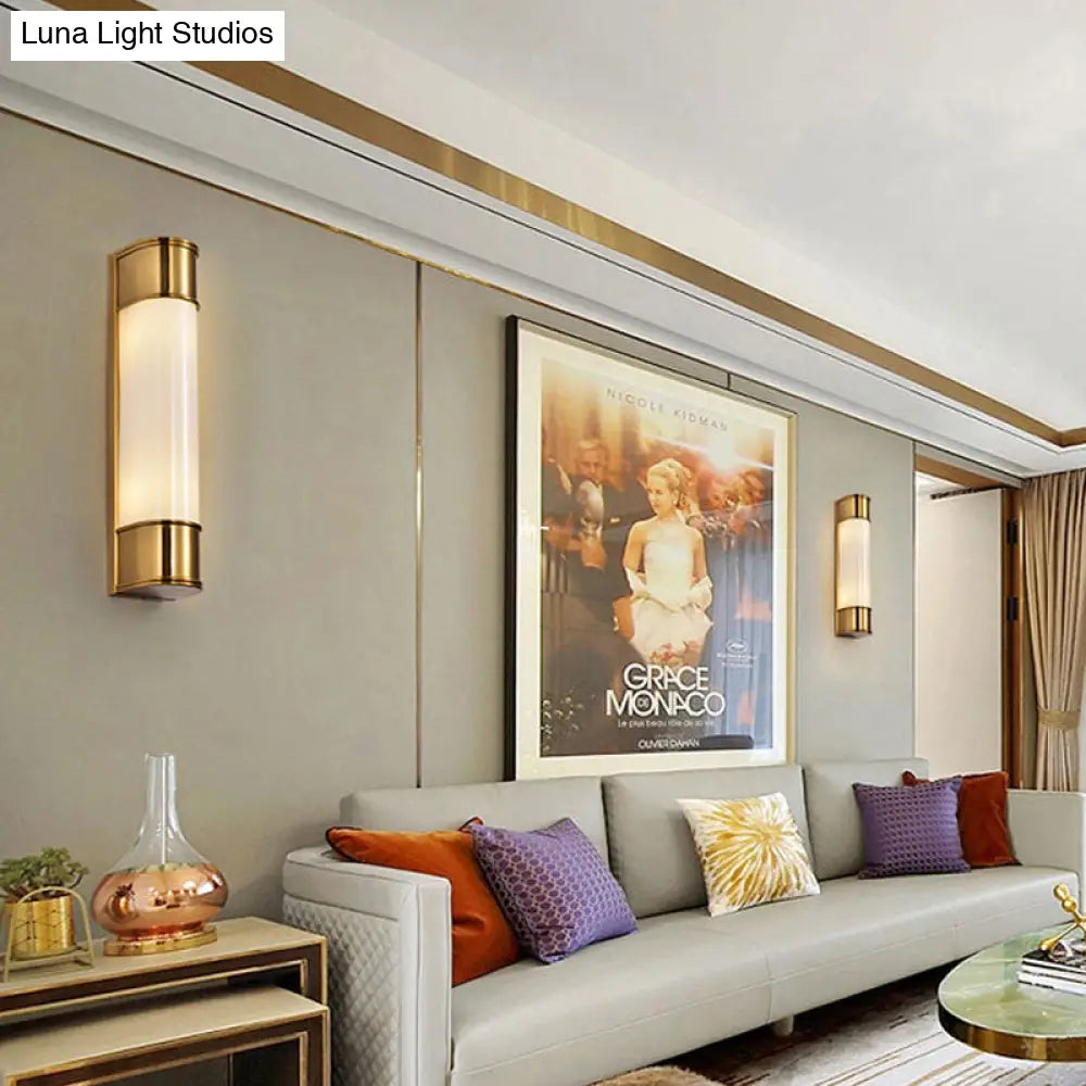 DecorBites™ DecorBites™ Modern Opal Glass Tubular Wall Light with 2 Heads - Black/White/Gold Sconce for Bedroom