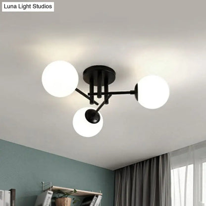 DecorBites™ DecorBites™ Modern Opaline Glass Ball Flush Mount Light in Black for Living Room