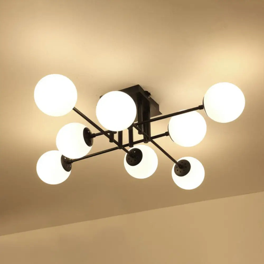 DecorBites™ DecorBites™ Modern Opaline Glass Ball Flush Mount Light in Black for Living Room