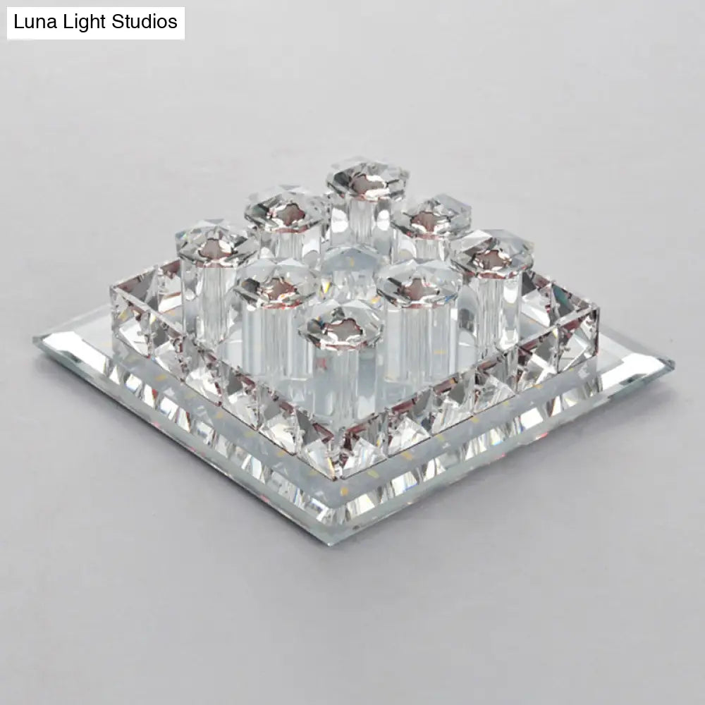 DecorBites™ DecorBites™ Modern Optic Prismatic Crystal LED Flush Mount - Square Flush Ceiling Light Fixture for Aisle