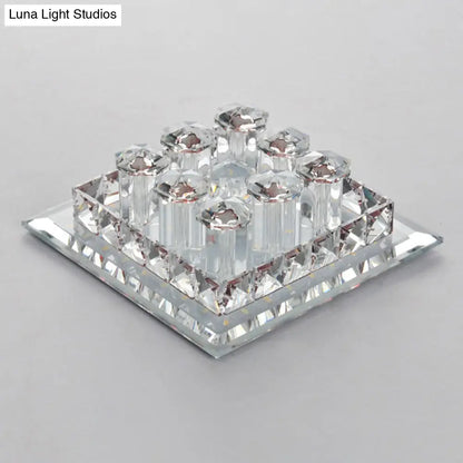 DecorBites™ DecorBites™ Modern Optic Prismatic Crystal LED Flush Mount - Square Flush Ceiling Light Fixture for Aisle