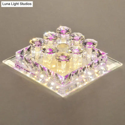DecorBites™ DecorBites™ Modern Optic Prismatic Crystal LED Flush Mount - Square Flush Ceiling Light Fixture for Aisle