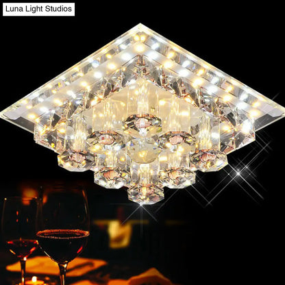 DecorBites™ DecorBites™ Modern Optic Prismatic Crystal LED Flush Mount - Square Flush Ceiling Light Fixture for Aisle