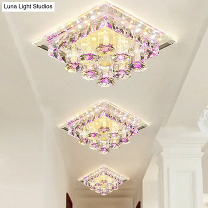 DecorBites™ DecorBites™ Modern Optic Prismatic Crystal LED Flush Mount - Square Flush Ceiling Light Fixture for Aisle