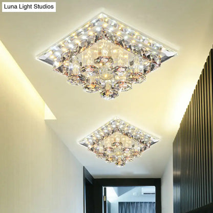 DecorBites™ DecorBites™ Modern Optic Prismatic Crystal LED Flush Mount - Square Flush Ceiling Light Fixture for Aisle