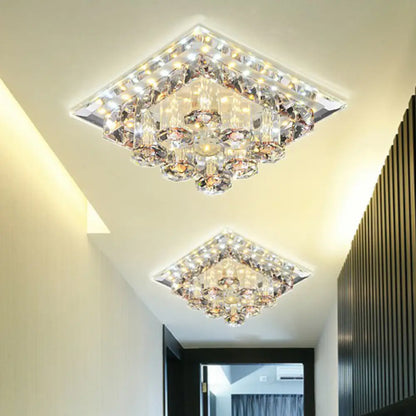DecorBites™ DecorBites™ Modern Optic Prismatic Crystal LED Flush Mount - Square Flush Ceiling Light Fixture for Aisle