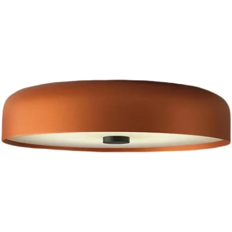 Modern orange and white bowl ceiling lamp with terracotta matte finish and central black fixture for living room decorbites ceiling lamp
