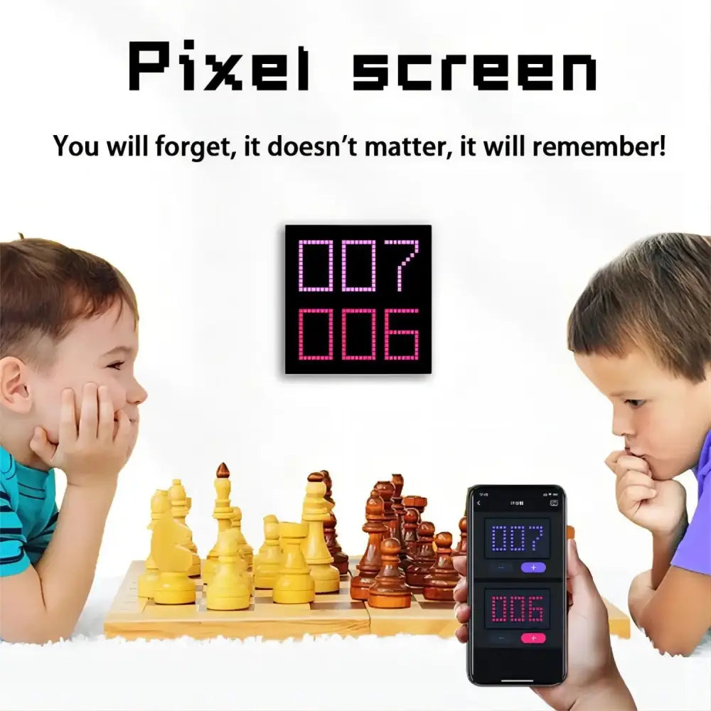 Modern orange led pixel display screen gaming room decor with black led pixel display timer showing 007 and 006 in red digits