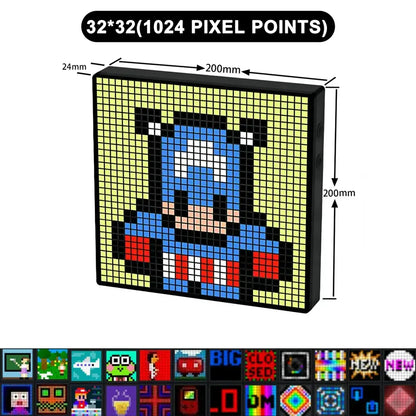 Black-framed 32x32 pixel led pixel display screen showing pixelated captain america for modern gaming room decor