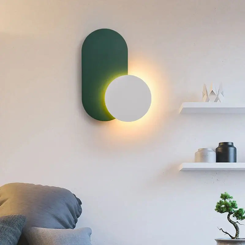 Modern green and white decorbites led wall sconce with minimalist design ideal for living room led wall lights