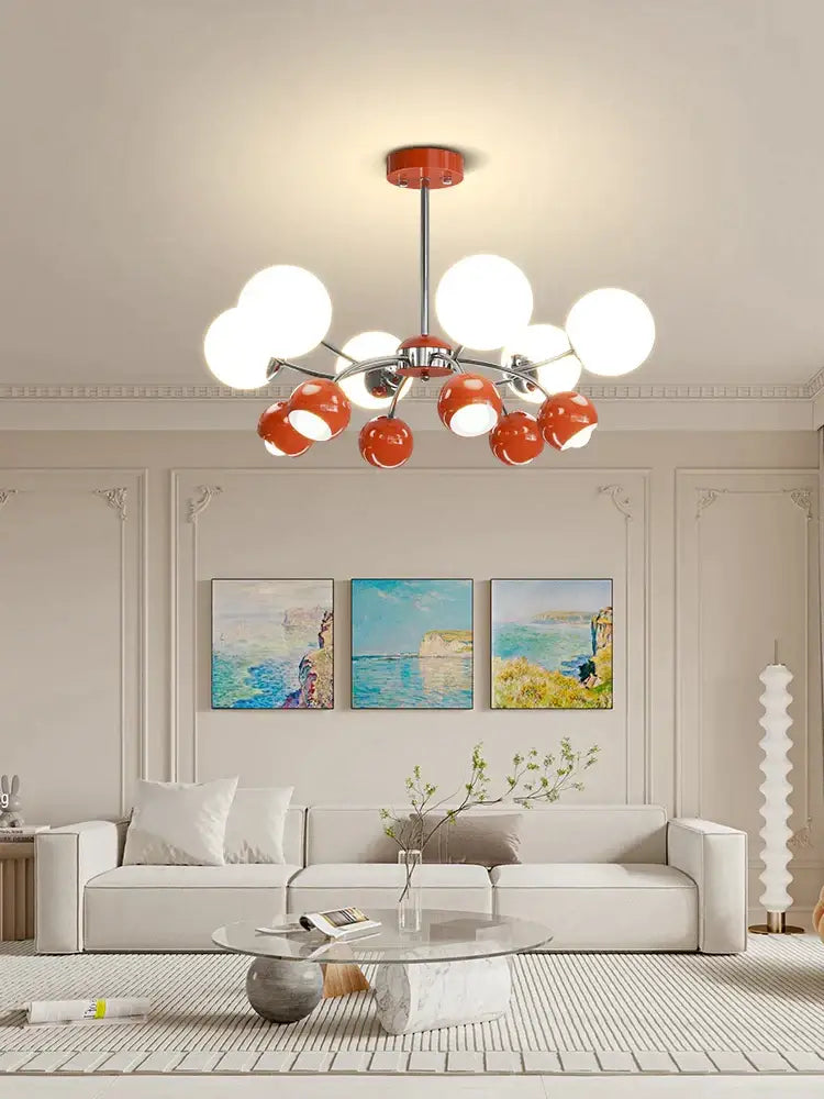 Modern orange and white glass pendant lamp with chrome finish spherical shades for living room decorbites cream living