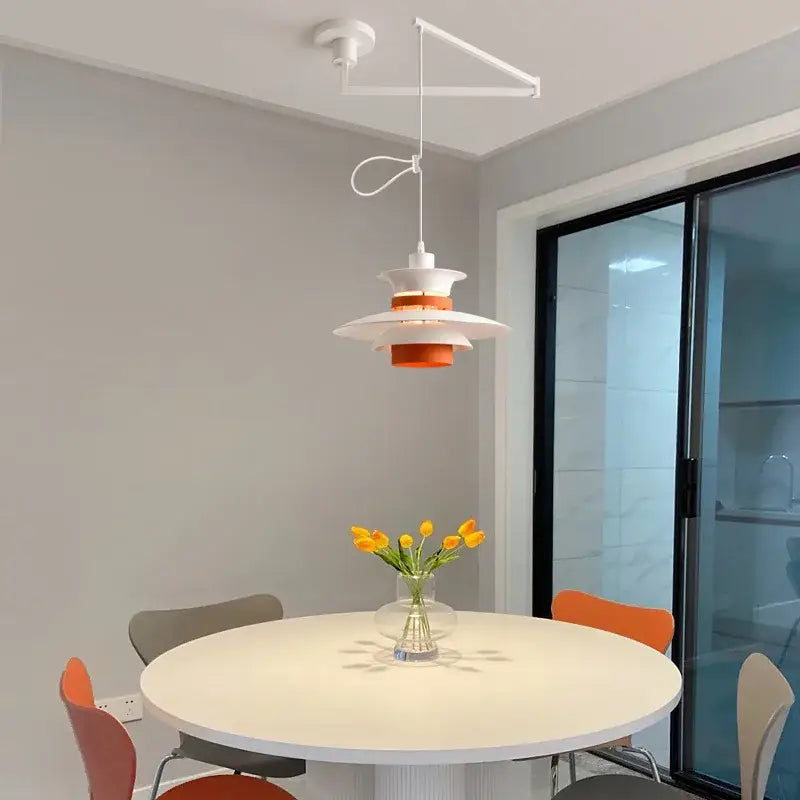 Modern orange and white tiered umbrella pendant light with layered design perfect as a decorbites colorful umbrella pendant