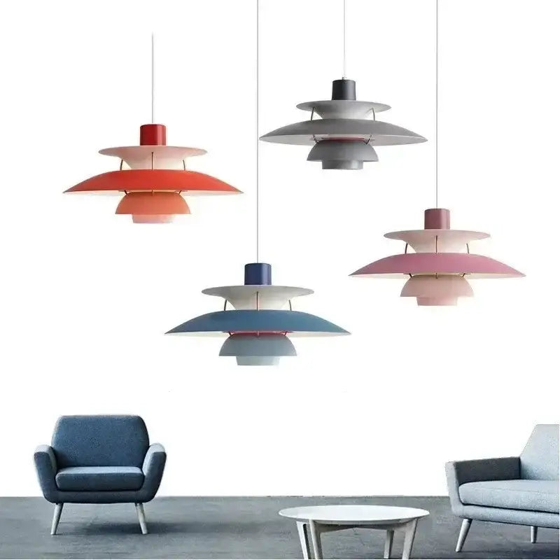 Modern orange and white tiered umbrella pendant light with colorful layered pendant lights in red gray blue and pink decorbites colorful umbrella pendant